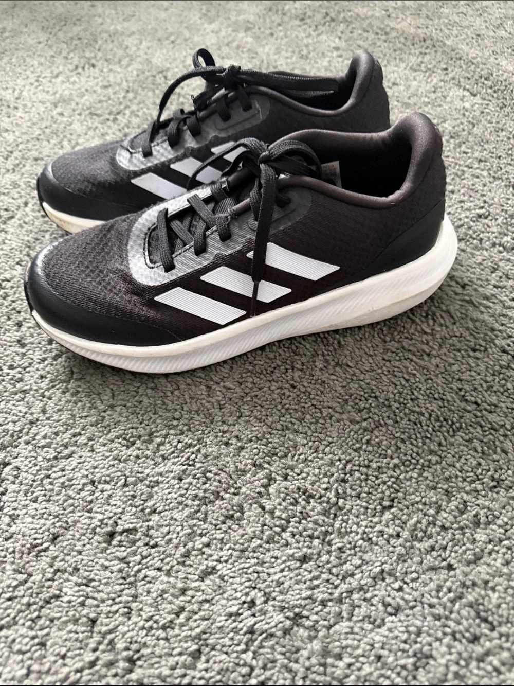adidas youth kids Black and White Athletic Running Sneakers